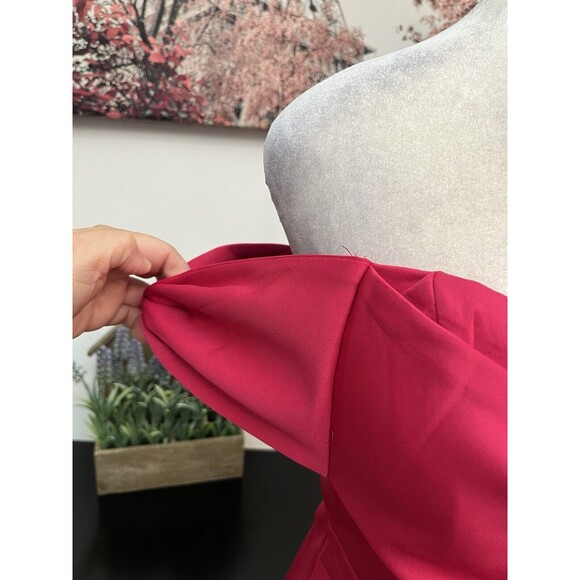 Fashion Nova Women Maxi Dress - Fuchsia Size M Off Shoulder Hidden Back zipper - Picture 5 of 11